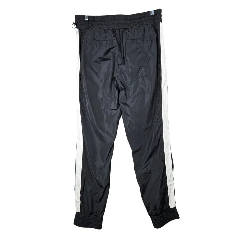 True Religion Jogger Mens Medium Black White Track Pants Paneled Slim Leg